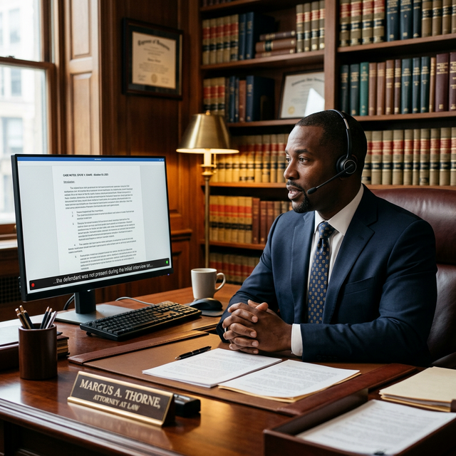 Lawyer using VoxBar for legal dictation