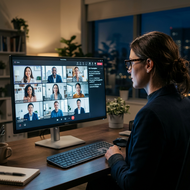 VoxBar transcribing a Teams meeting