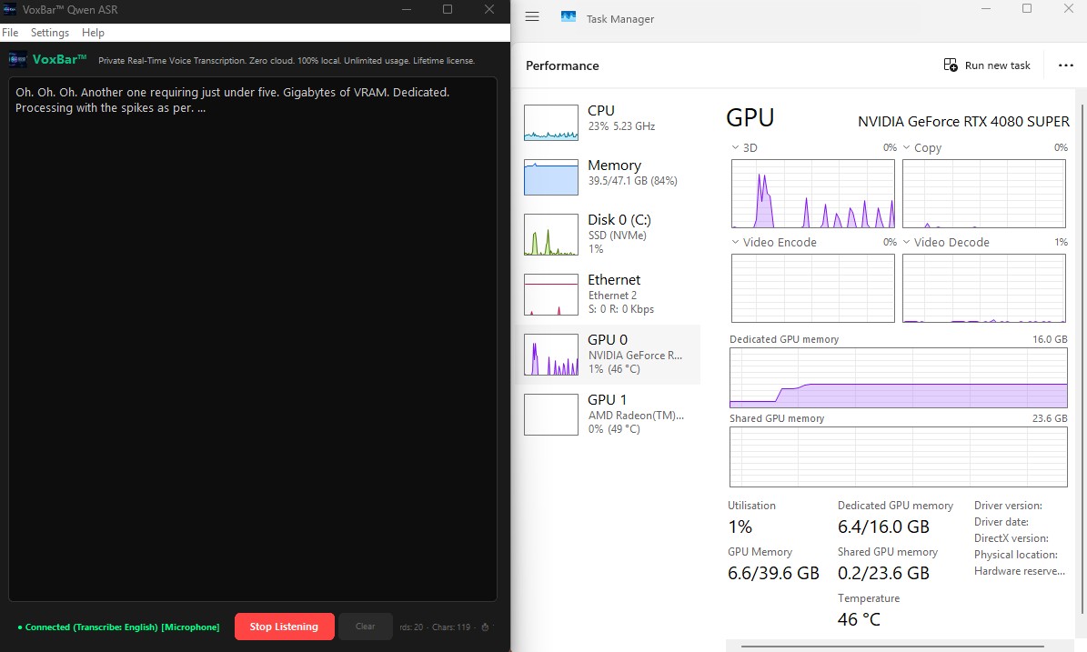 VoxBar Qwen3 VRAM Test
